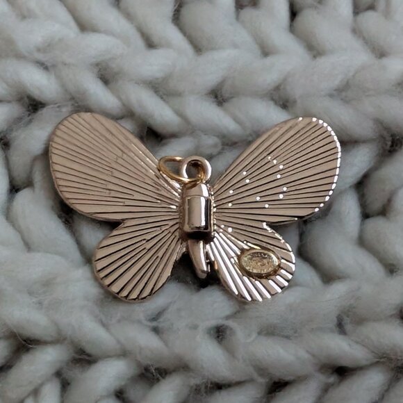 Chanel, Black Enamel Butterfly Pendant Charm Zipper Pull Gold Hardware - Picture 2 of 5